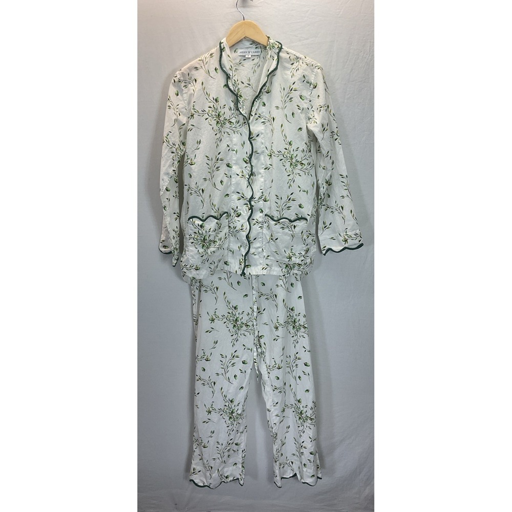Heidi Carey Live Oak Acorns Pajama Set S Button Front Top & Drawstring Pants Ctn